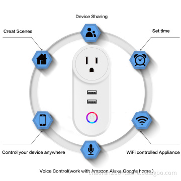 Chaoran WiFi Alexa US Smart Outlet Socket Connected USB Controlled Power Socket Plug TUYA